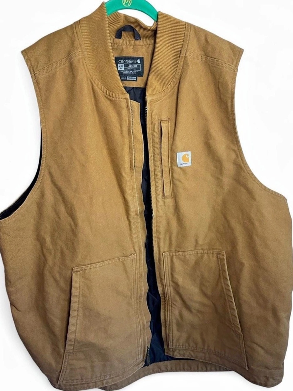 Carhartt Loose Fit Washed Duck Insulated Rib Collar Vest Men's Brown 2XL